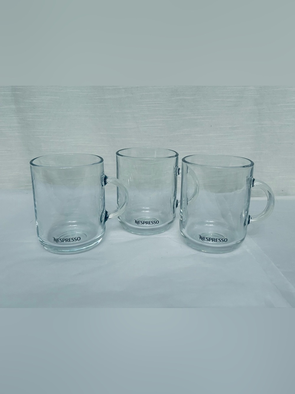 Nespresso Virtuo Clear Glass Mugs by Konstantin Grcic with Black Logo (Set of 3)